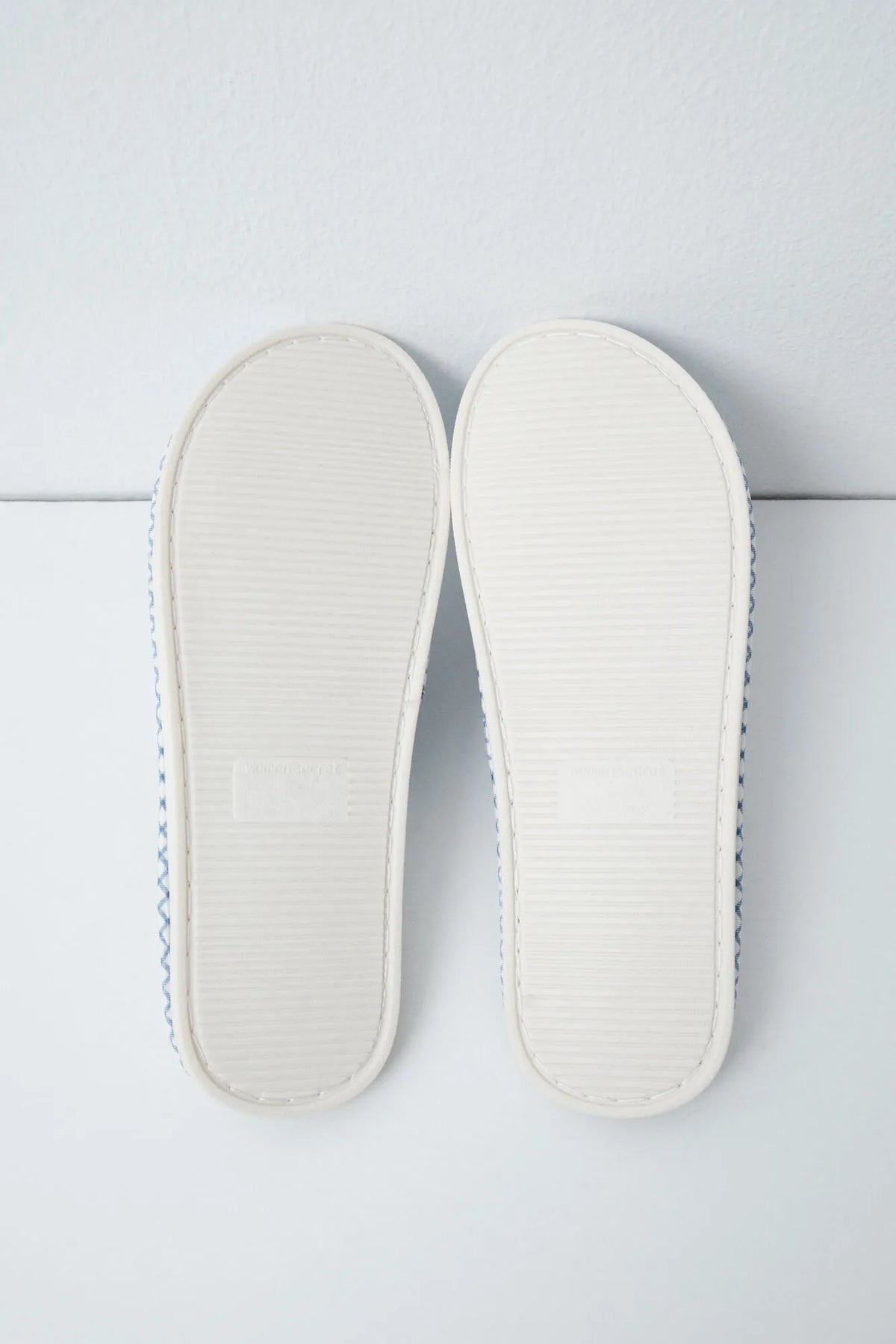 Women Secret White Print Women Blue Gingham Slippers SKU: 4994397_97 Image 05