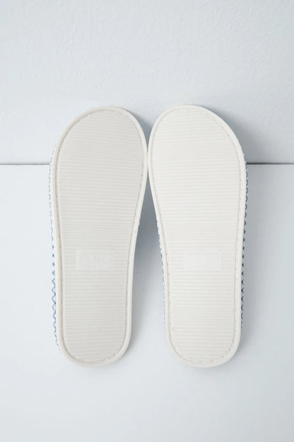 Women Secret White Print Women Blue Gingham Slippers SKU: 4994397_97 Image 05