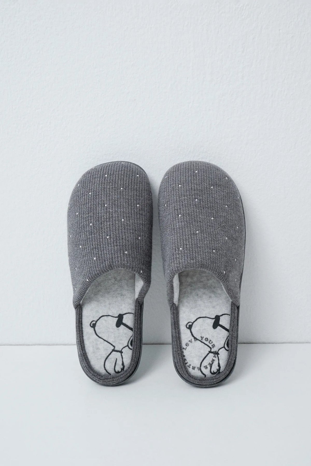 Women Secret Dark Grey Women Grey Snoopy Studded Slippers SKU: 4994421_41 Image 01