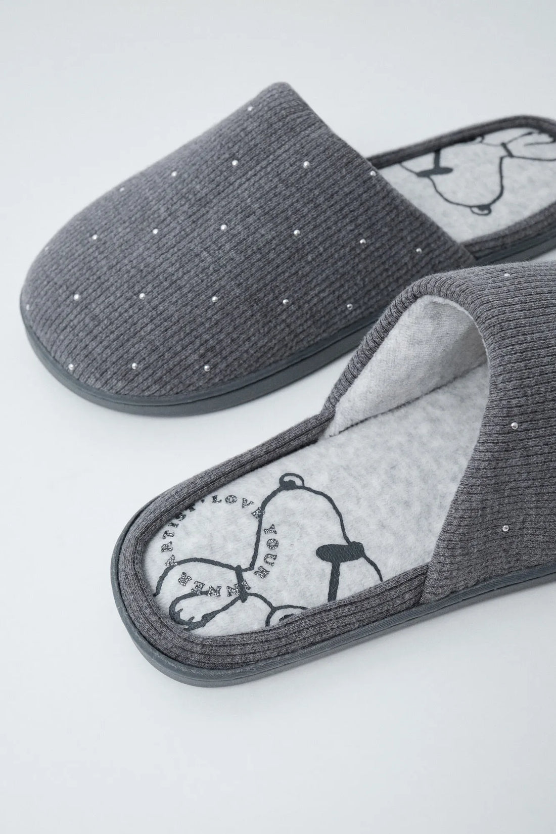 Women Secret Dark Grey Women Grey Snoopy Studded Slippers SKU: 4994421_41 Image 02