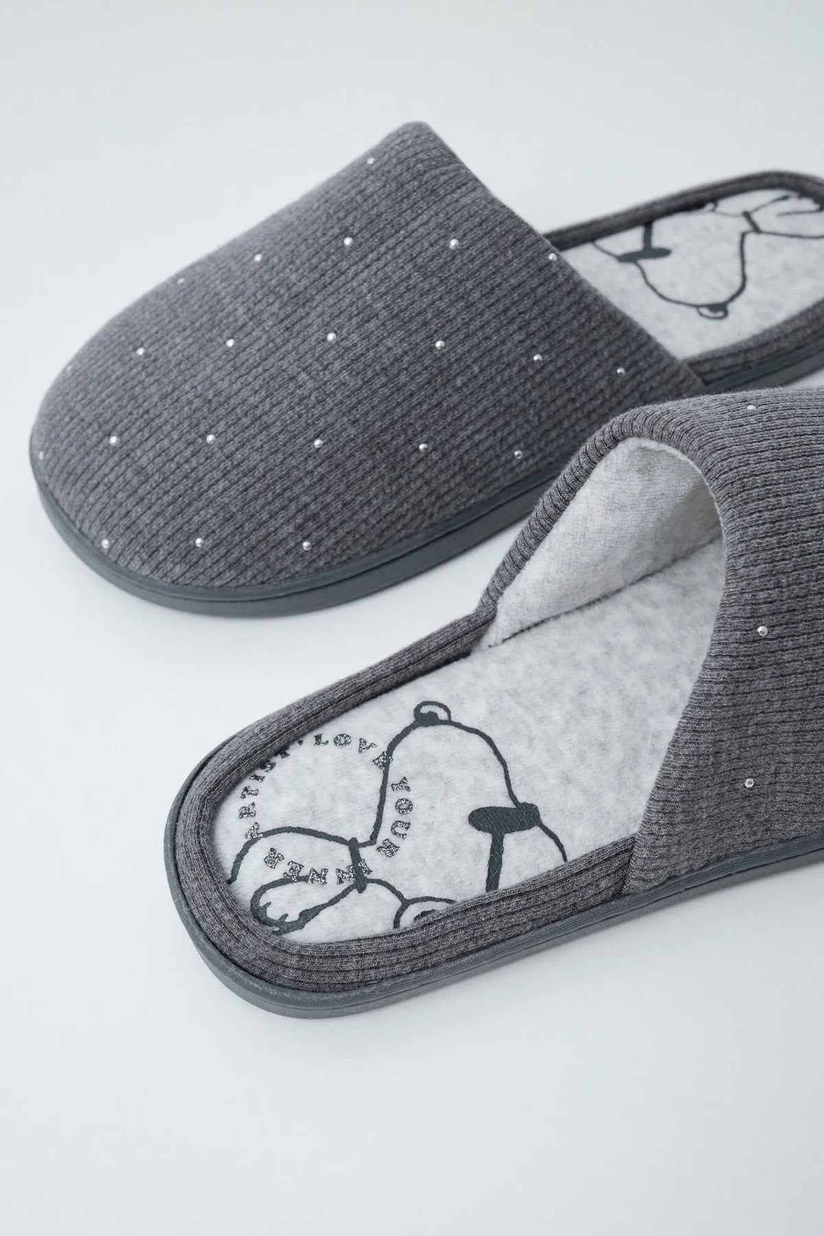 Women Secret Dark Grey Women Grey Snoopy Studded Slippers SKU: 4994421_41 Image 02