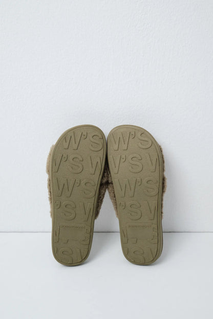 Women Secret Medium Khaki Women Green Faux Shearling Knot Slippers SKU: 4994425_92 Image 03