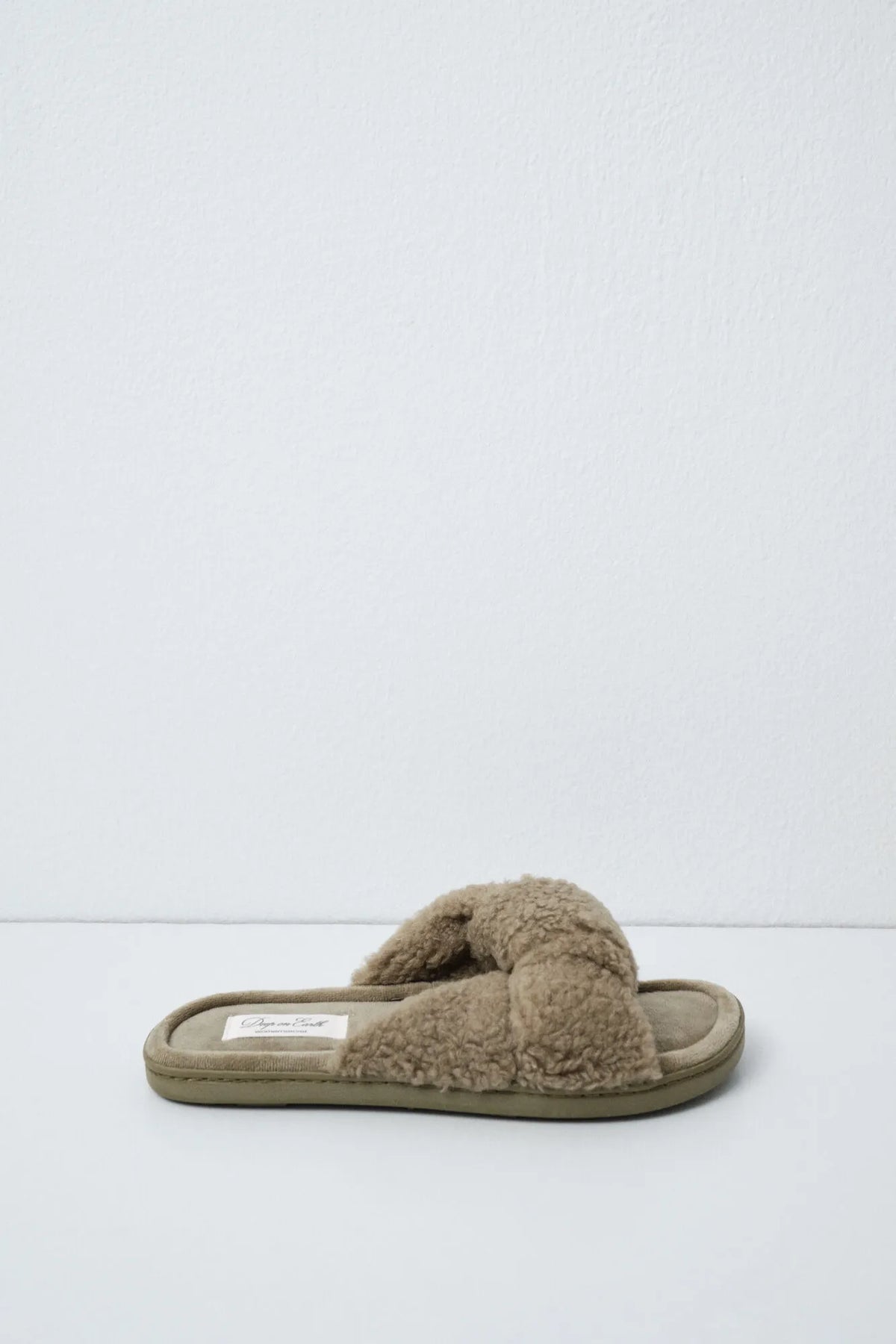 Women Secret Medium Khaki Women Green Faux Shearling Knot Slippers SKU: 4994425_92 Image 04