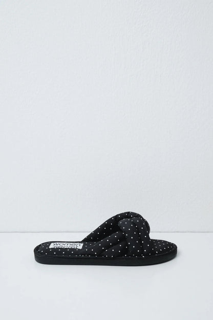 Women Secret Black Women Polka-Dot Knot Slippers SKU: 4994432_01 Image 04