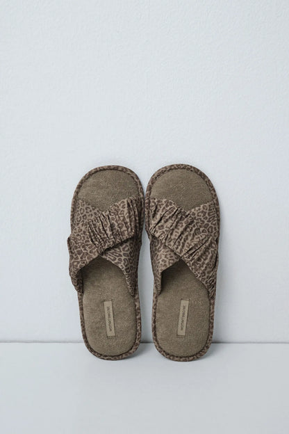 Women Secret Medium Khaki Women Animal Print Slippers Travel Pack SKU: 4994435_92 Image 01