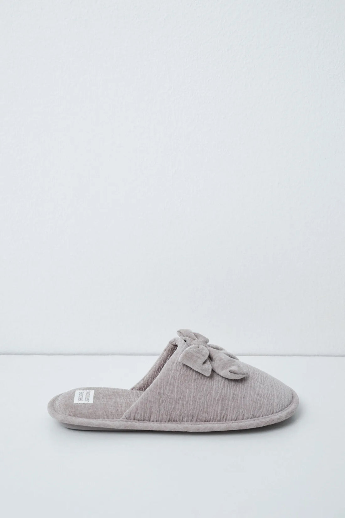 Women Secret Light Grey/Silver Women Grey Velvet Bow Slippers SKU: 4994438_48 Image 02