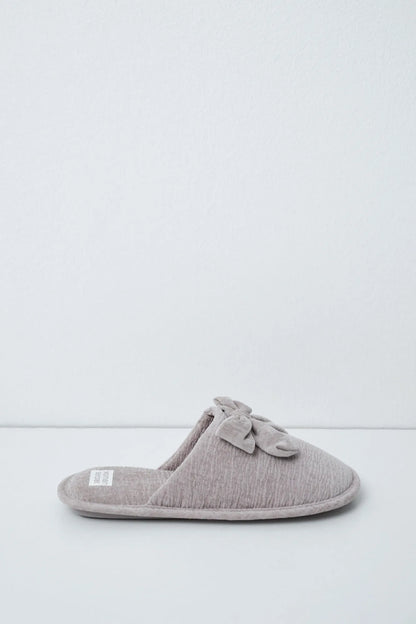 Women Secret Light Grey/Silver Women Grey Velvet Bow Slippers SKU: 4994438_48 Image 02