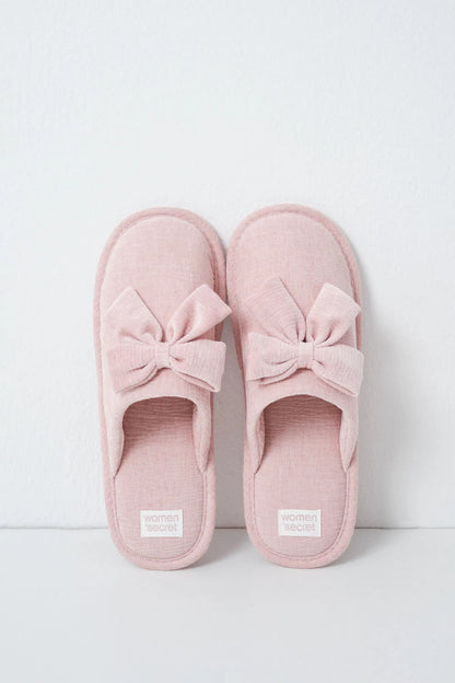 Women Secret Pink Women Pink Velvet Bow Slippers SKU: 4994439_71 Image 01