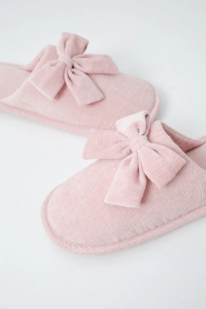 Women Secret Pink Women Pink Velvet Bow Slippers SKU: 4994439_71 Image 02
