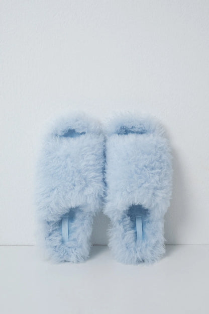 Women Secret Light Blue Women Blue Plush Slippers SKU: 4994441_17 Image 01
