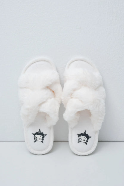 Women Secret Ivory Women White Plush Betty Boop Slippers SKU: 4994442_96 Image 01