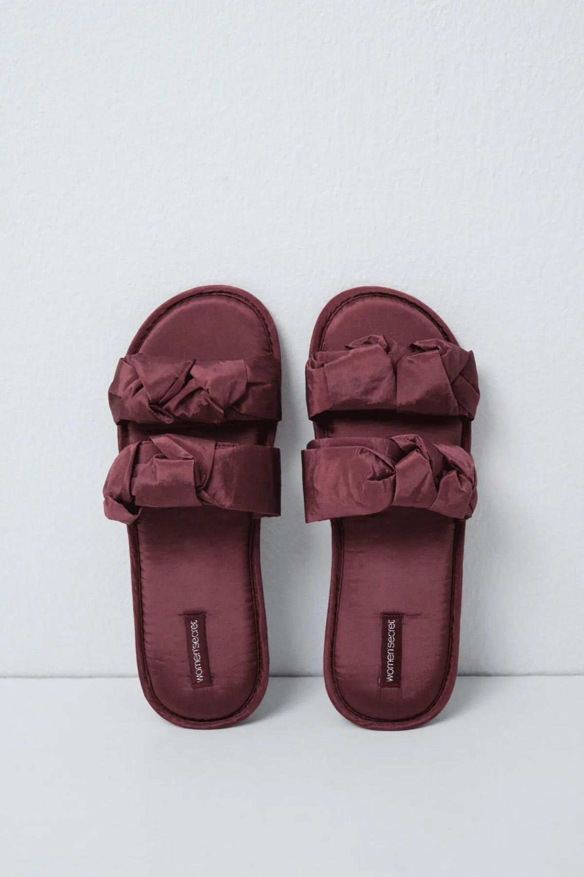 Women Secret Maroon Women Puffer Knot Double Strap Slippers SKU: 4994446_69 Image 01