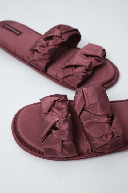 Women Secret Maroon Women Puffer Knot Double Strap Slippers SKU: 4994446_69 Image 02