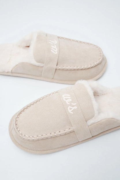 Women Secret Ivory Women Beige Lined Loafer Slippers SKU: 4994460_96 Image 02