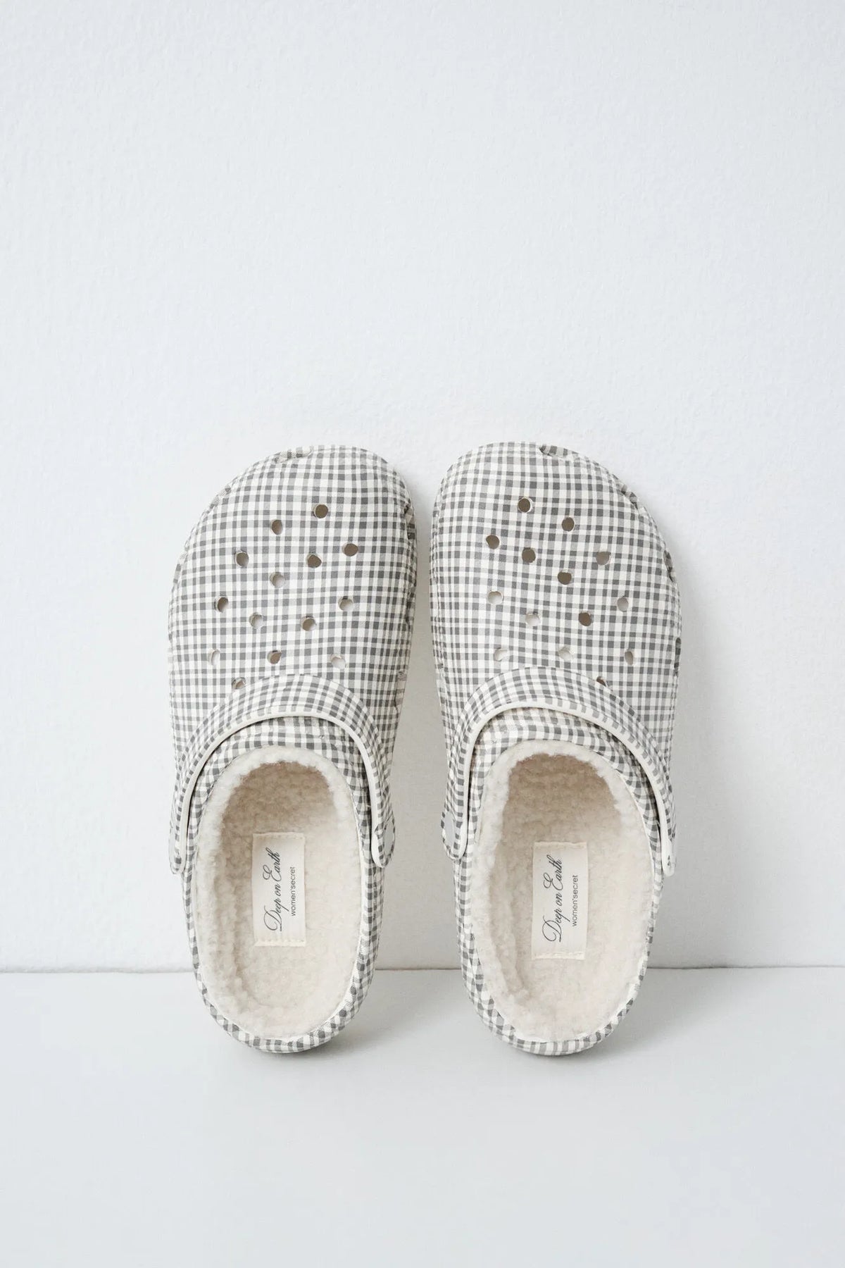 Women Secret Medium Khaki Women Plaid Lined Clog Slippers SKU: 4994463_92 Image 01