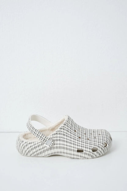 Women Secret Medium Khaki Women Plaid Lined Clog Slippers SKU: 4994463_92 Image 02