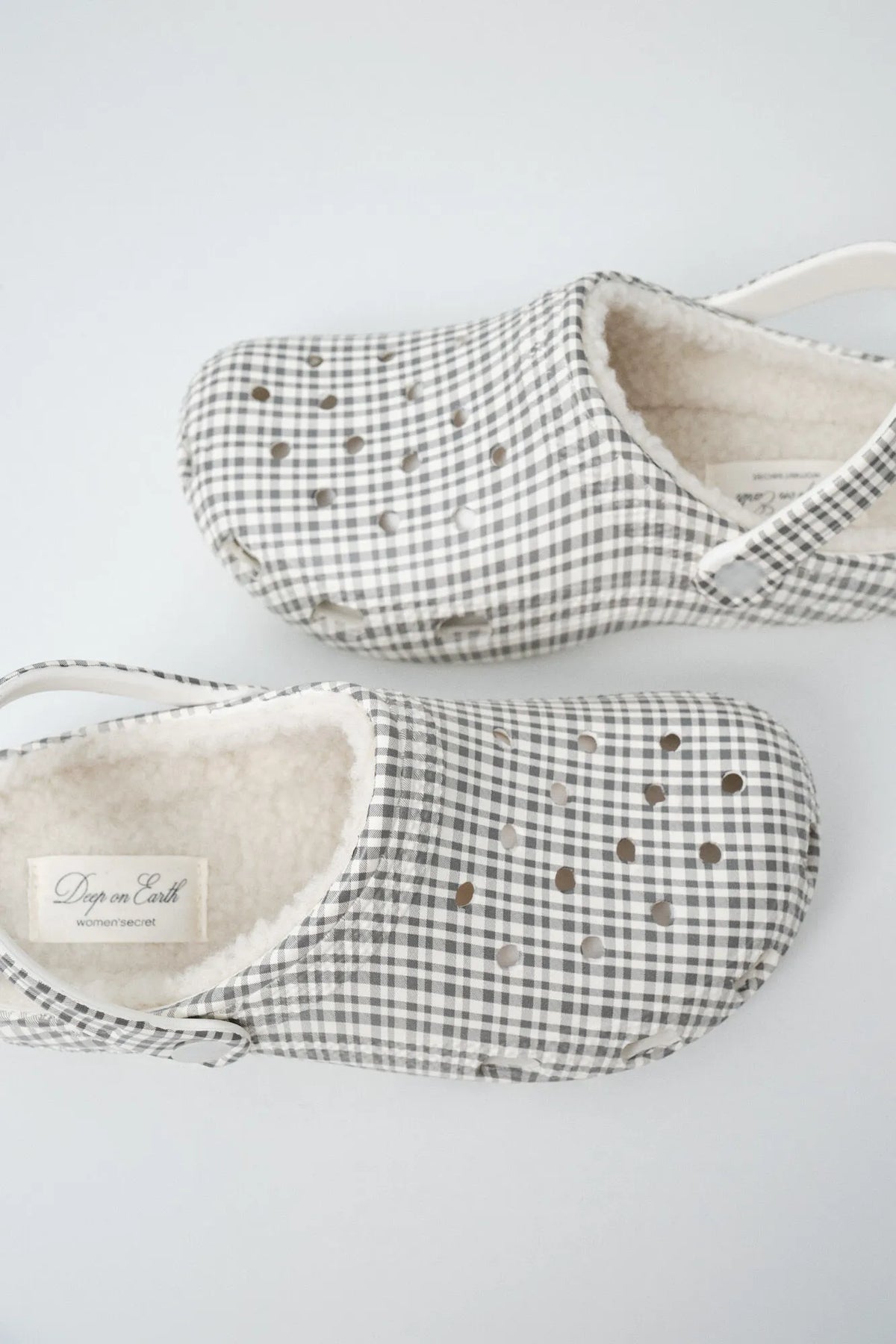 Women Secret Medium Khaki Women Plaid Lined Clog Slippers SKU: 4994463_92 Image 03