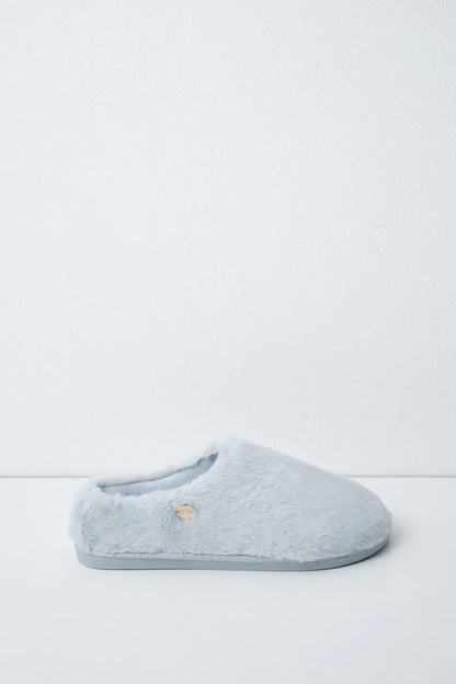 Women Secret Medium Blue Women Blue Faux Fur Slippers SKU: 4994515_14 Image 02