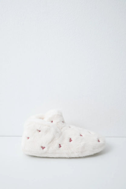 Women Secret Ivory Women Heart Faux Fur Boot Slippers SKU: 4994522_96 Image 02