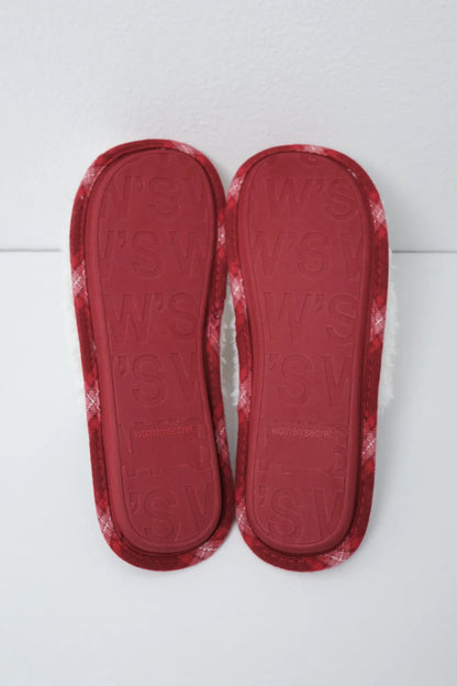 Women Secret Wine Women Snoopy Plaid Faux Shearling Slippers SKU: 4994538_68 Image 03