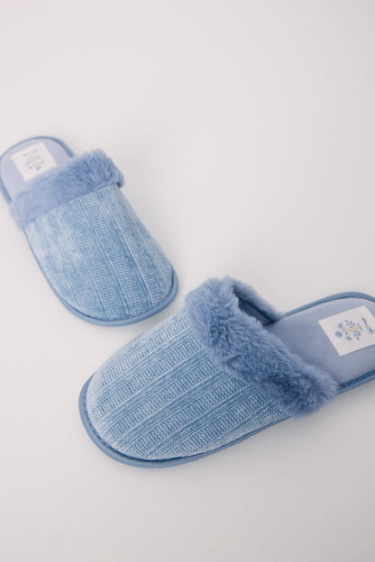 Blue Chenilla House Slippers_02