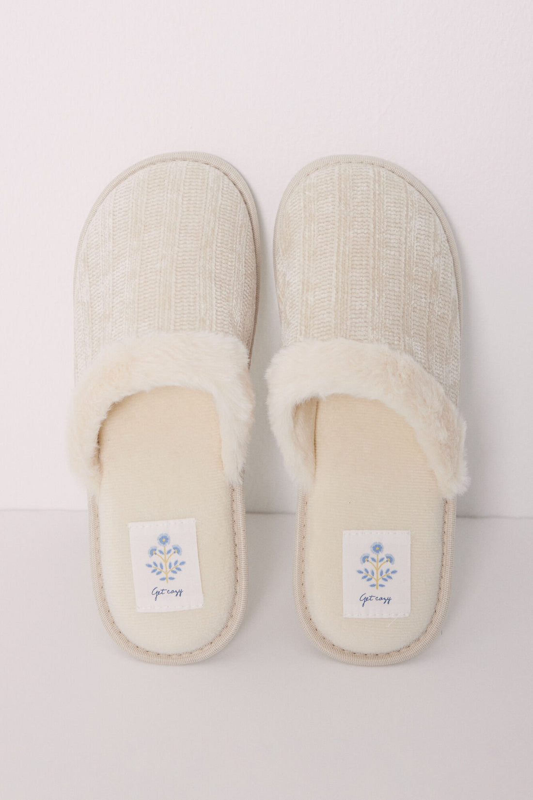 Ivory Chenilla House Slippers_01