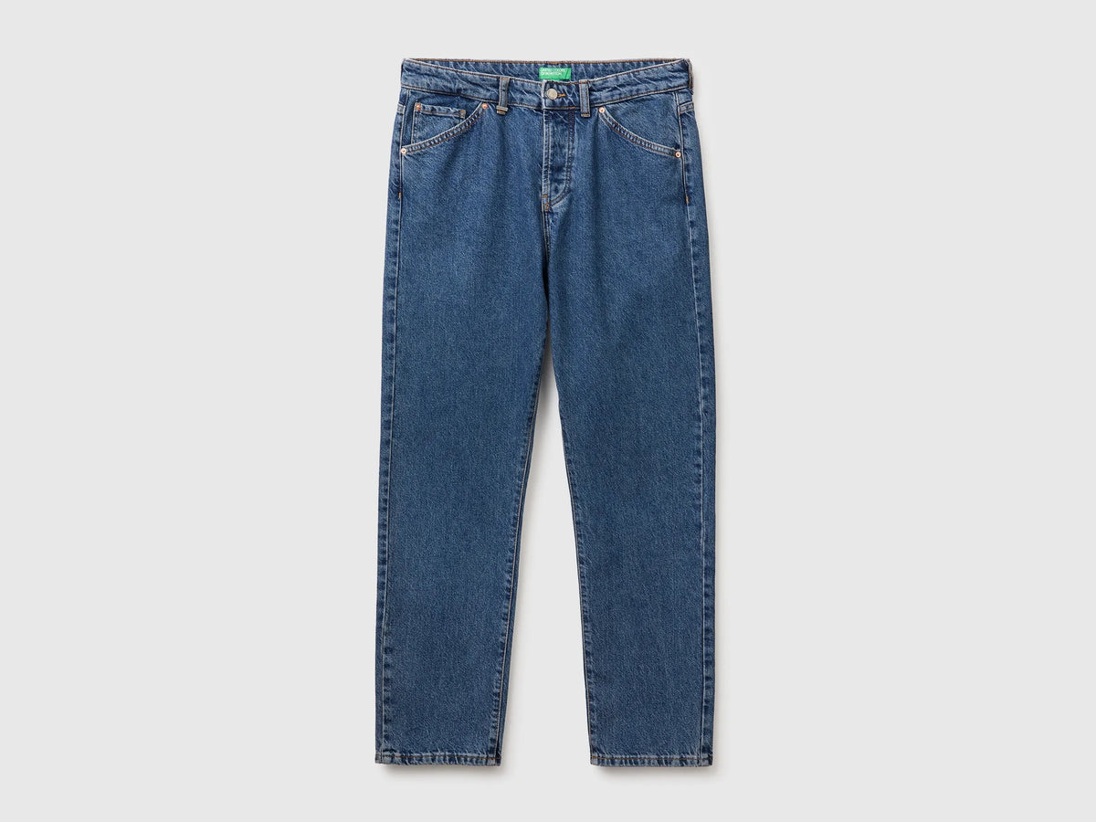 Benetton Blue Men 100% Cotton Regular-Fit Jeans SKU: 49BTUE02A_901 Image 01