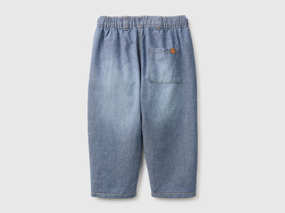 Benetton Blue Unisex Chambray Trousers with Drawstring SKU: 49D7AF020_901 Image 02