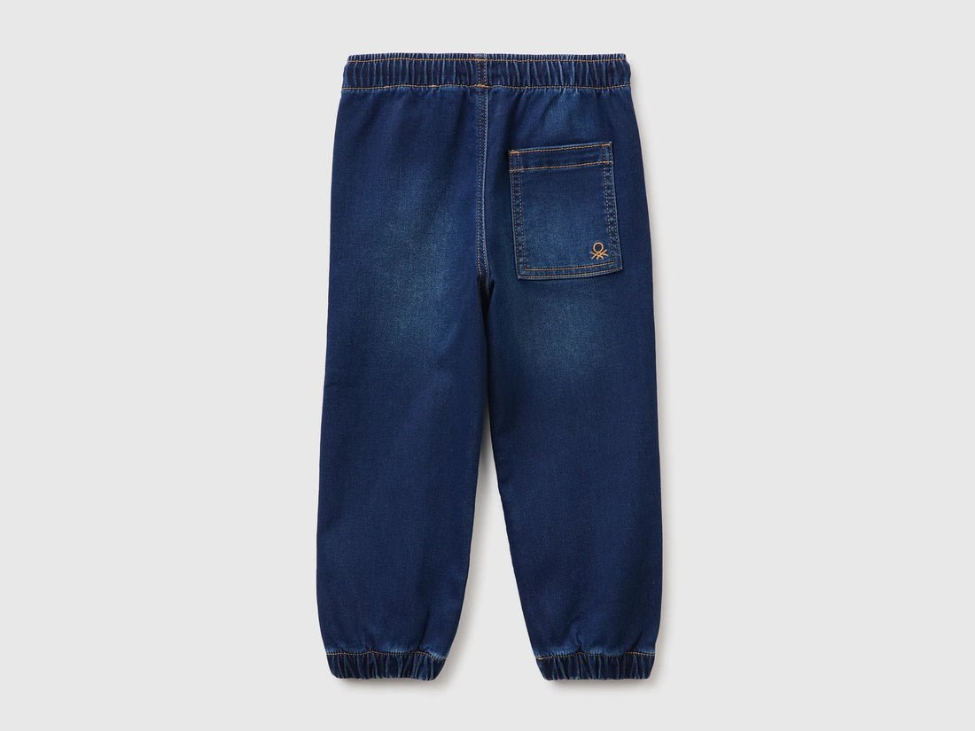 Benetton Blue Boys Denim-Effect Sweatpants SKU: 49F9GF03A_901 Image 02