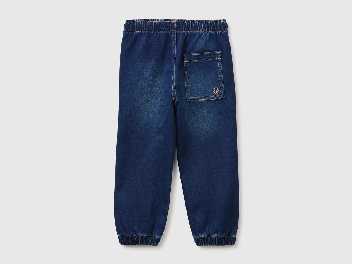 Benetton Blue Boys Denim-Effect Sweatpants SKU: 49F9GF03A_901 Image 02