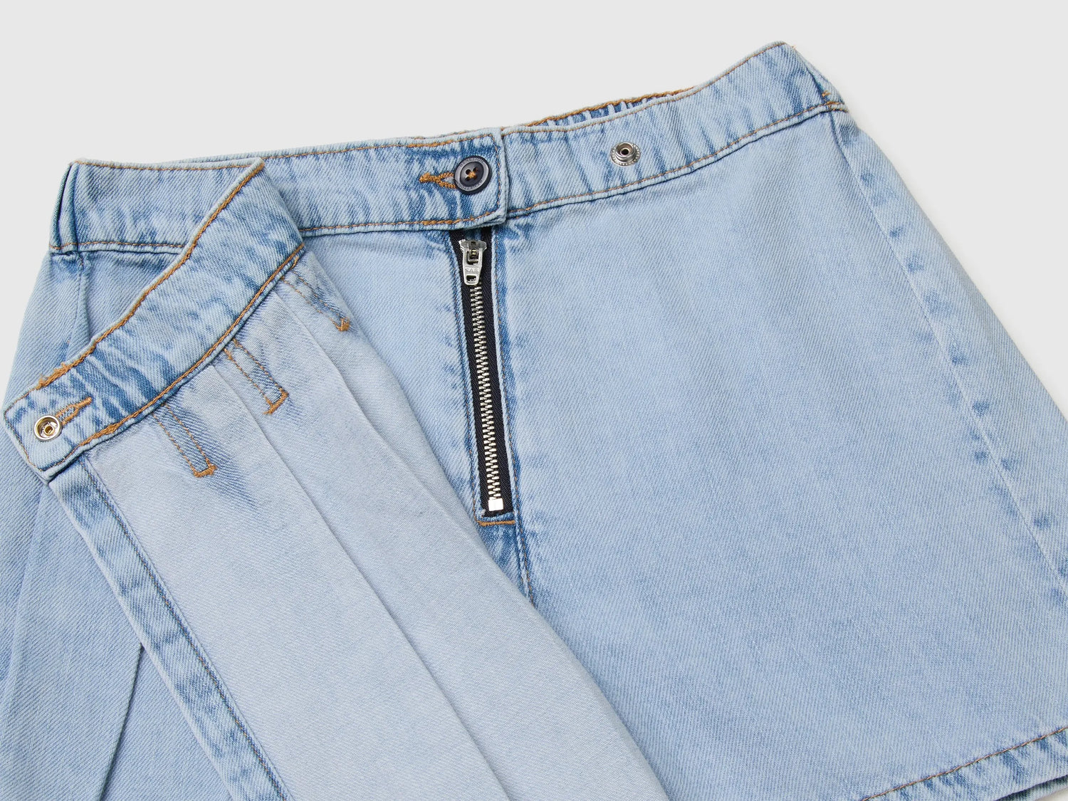 Benetton Blue Girls Denim Culottes SKU: 4AD6C904Z_901 Image 03