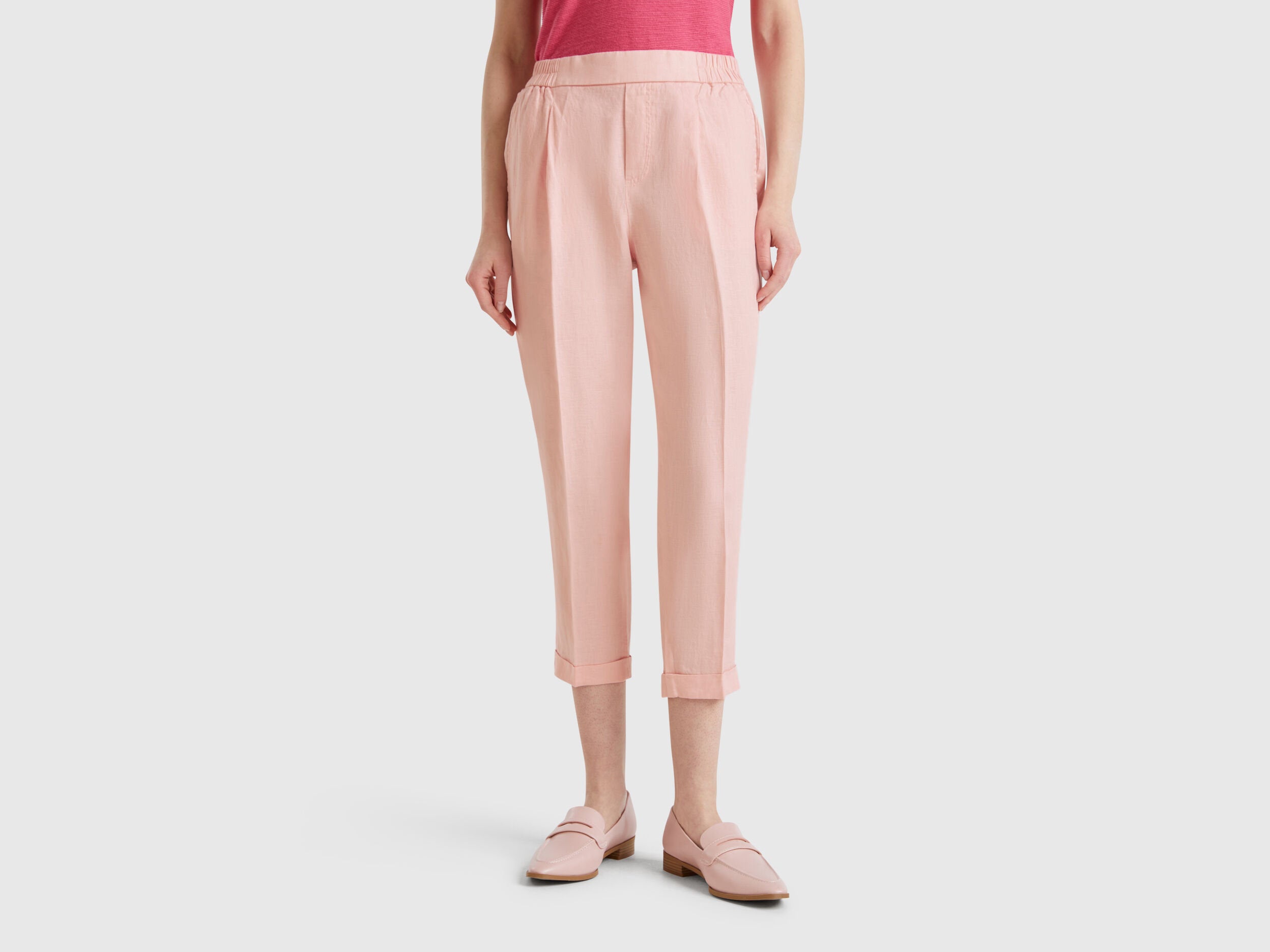 Benetton_Cropped Trousers in 100% Linen_4AGH558X5_04U_02