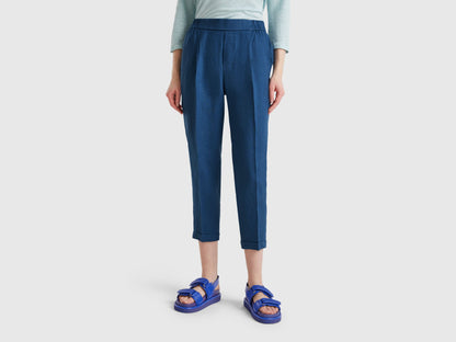 Benetton_Cropped Trousers in 100% Linen_4AGH558X5_217_02