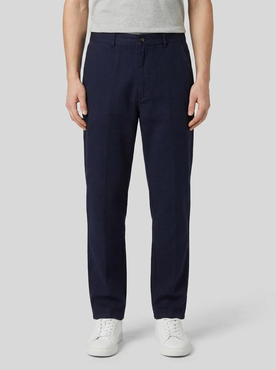 Benetton Dark Blue Men Chinos in Pure Linen SKU: 4AGH55HW8_016 Image 00