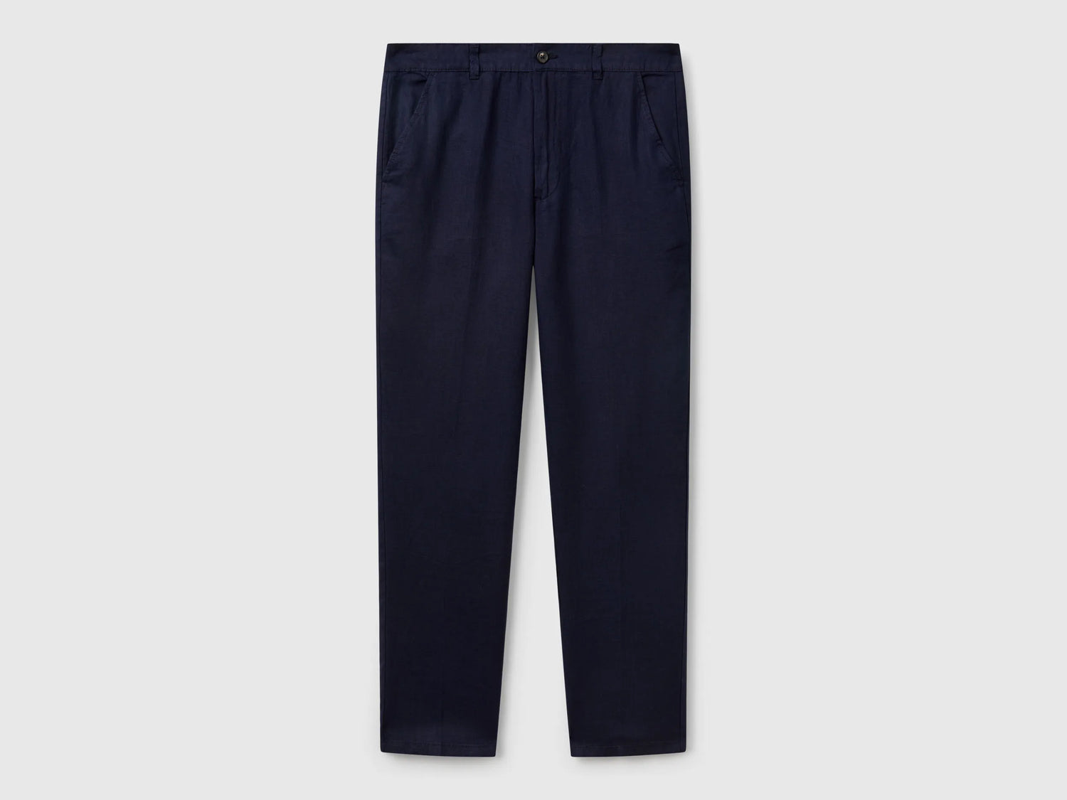 Benetton Dark Blue Men Chinos in Pure Linen SKU: 4AGH55HW8_016 Image 01