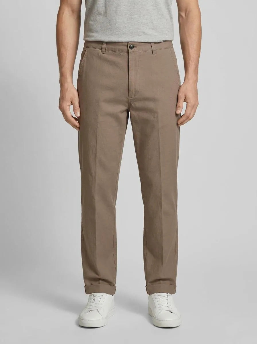 Benetton Brown Men Chinos in Pure Linen SKU: 4AGH55HW8_04B Image 00