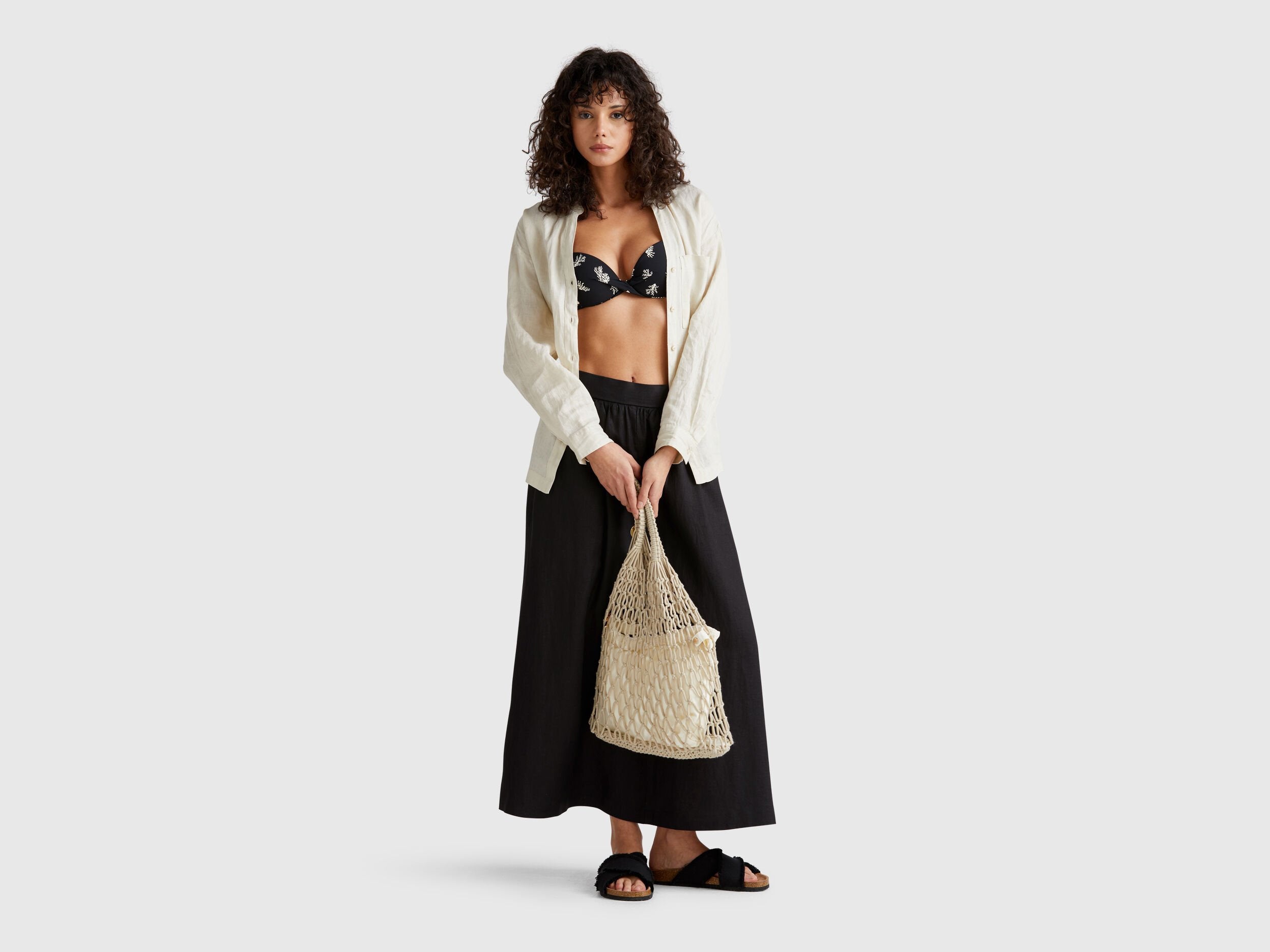 Benetton_Long Skirt in Pure Linen_4AGHD004L_100_01
