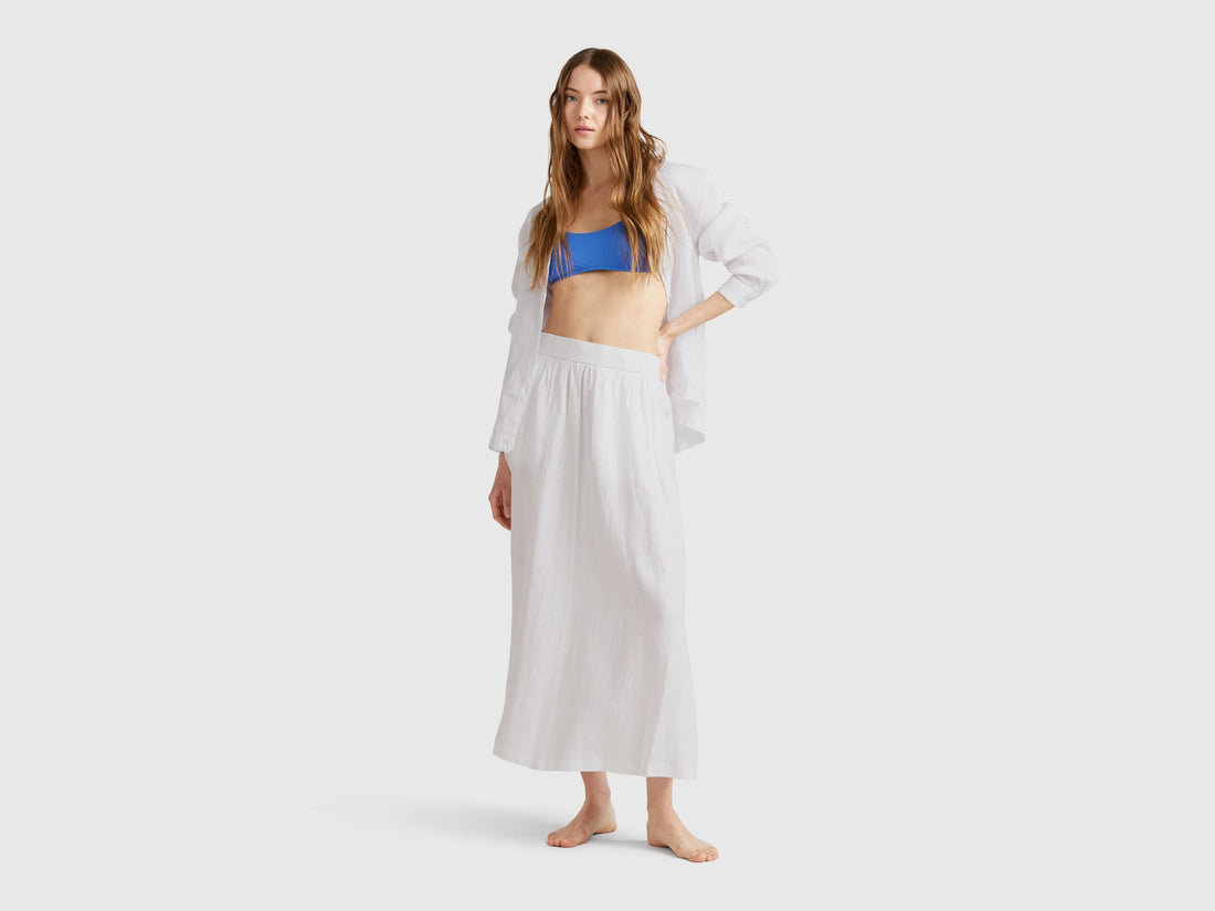 Benetton_Long Skirt in Pure Linen_4AGHD004L_101_01