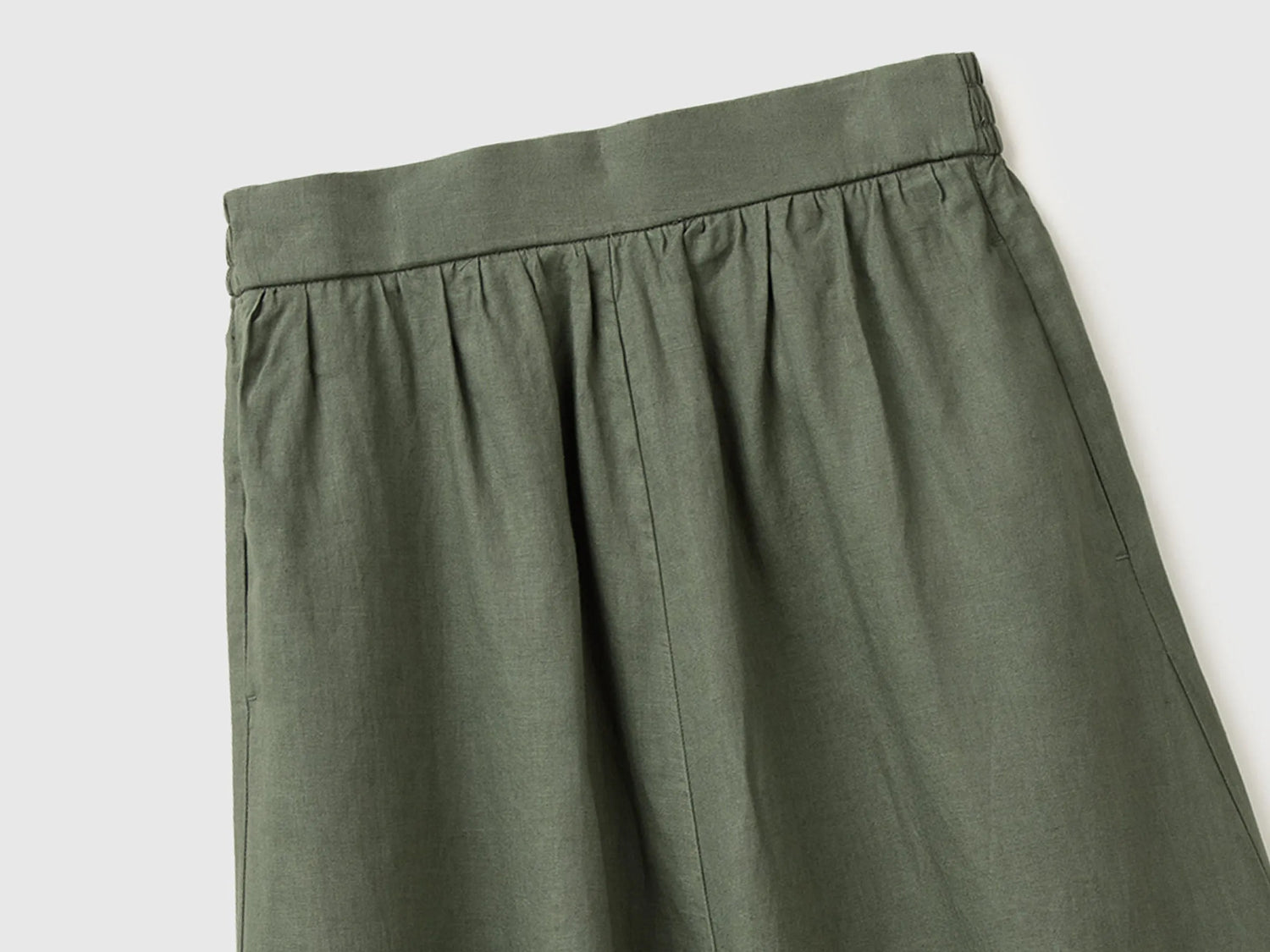 Benetton Military green Women Maxi Skirt in Pure Linen SKU: 4AGHD005K_20W Image 03