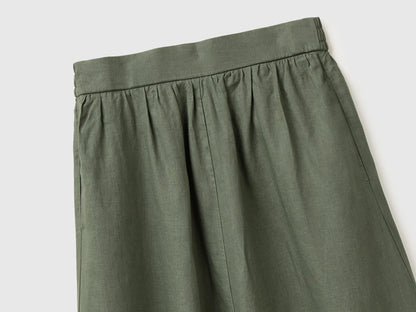 Benetton Military green Women Maxi Skirt in Pure Linen SKU: 4AGHD005K_20W Image 03