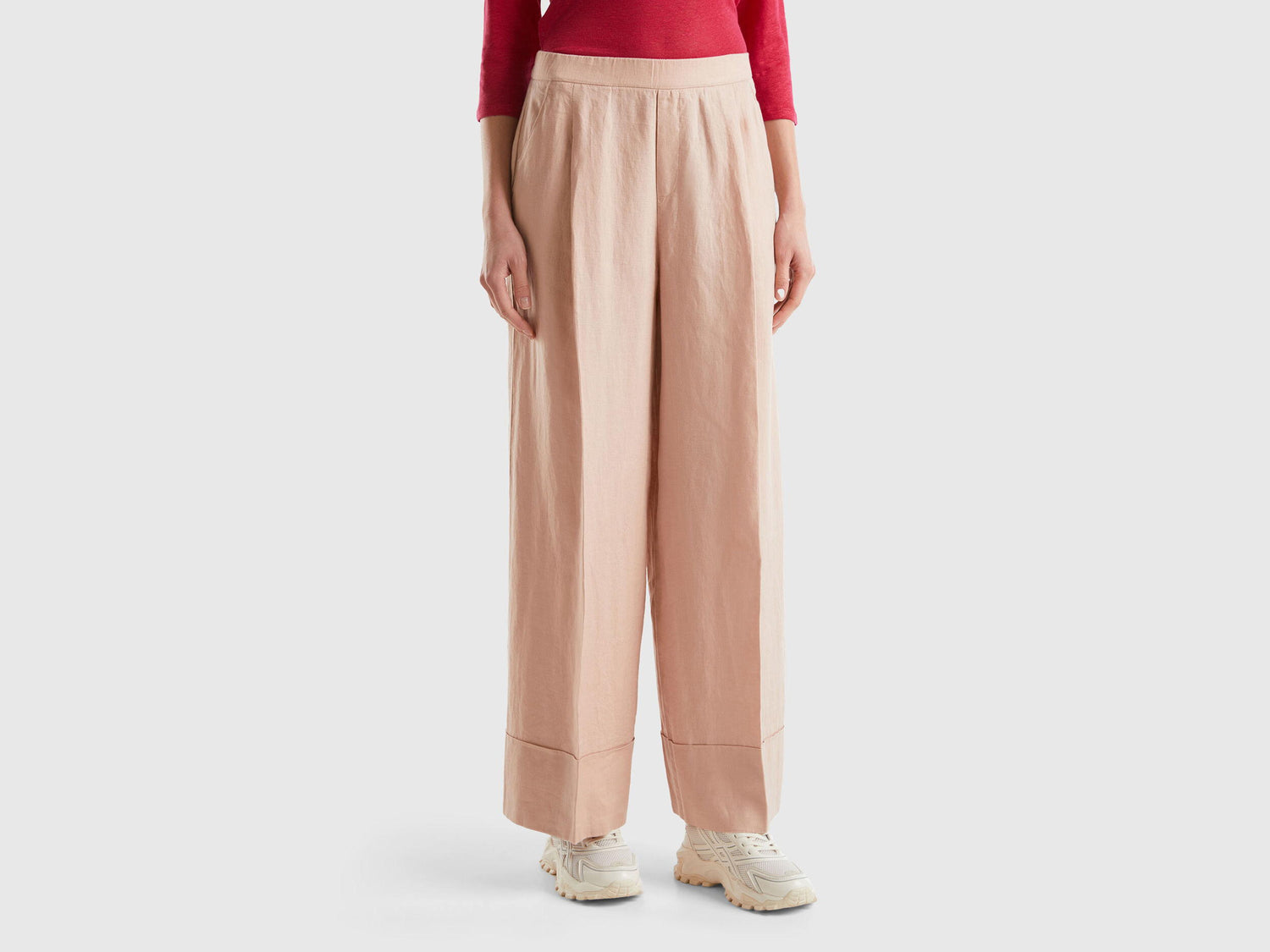 Palazzo Trousers In 100% Linen_4AGHDF016_04W_01