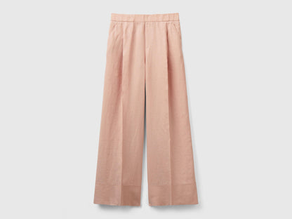 Palazzo Trousers In 100% Linen_4AGHDF016_04W_04