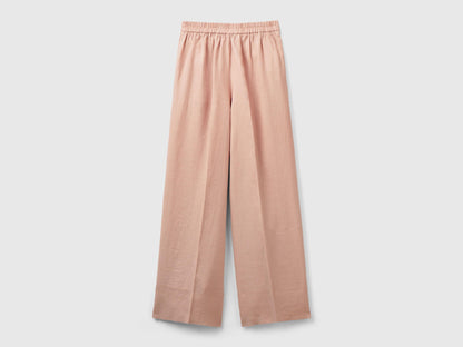 Palazzo Trousers In 100% Linen_4AGHDF016_04W_05