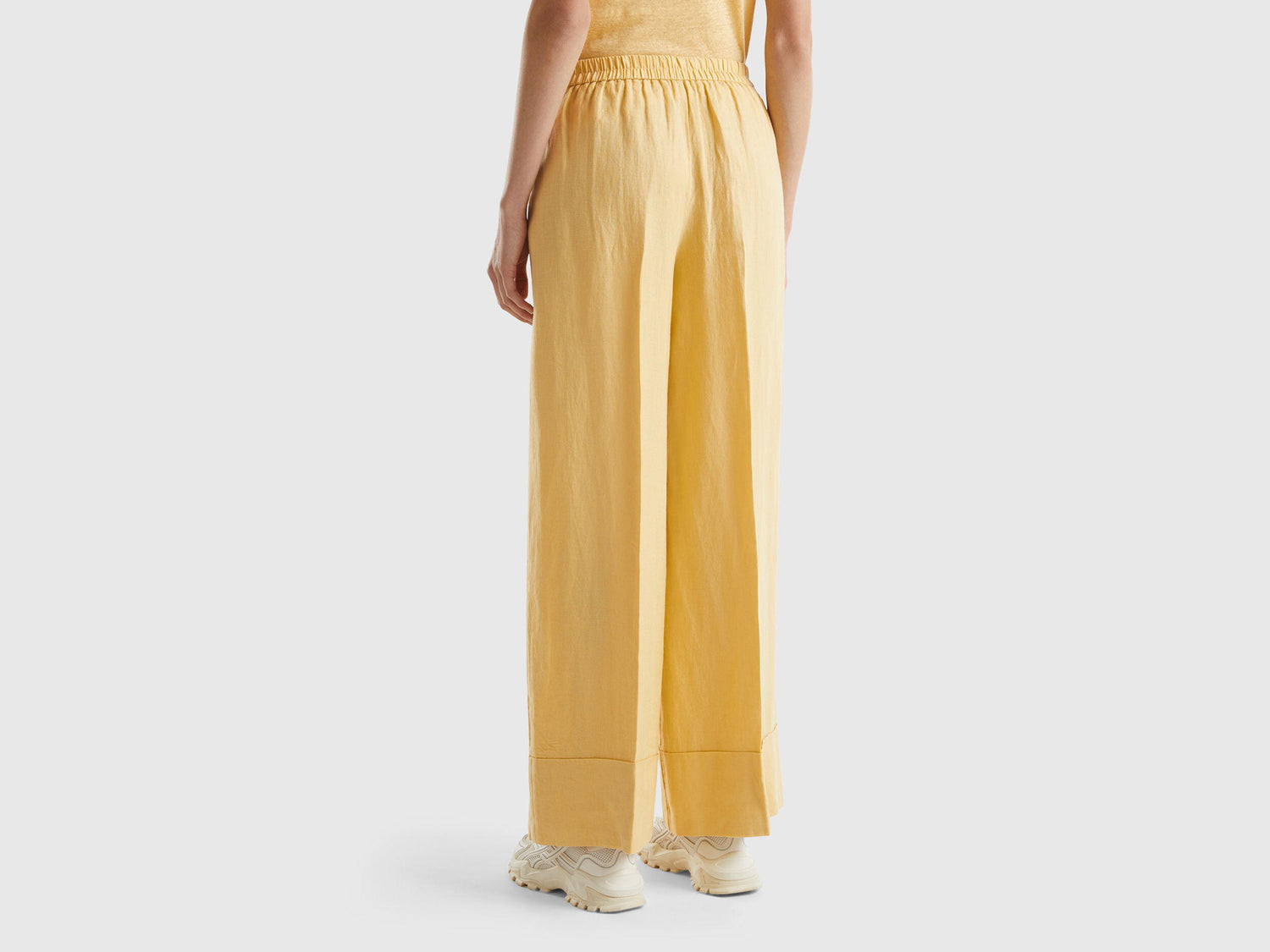 Palazzo Trousers In 100% Linen_4AGHDF016_3Z6_02