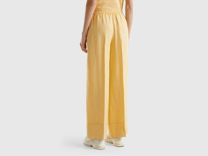 Palazzo Trousers In 100% Linen_4AGHDF016_3Z6_02