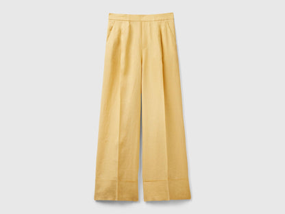 Palazzo Trousers In 100% Linen_4AGHDF016_3Z6_04