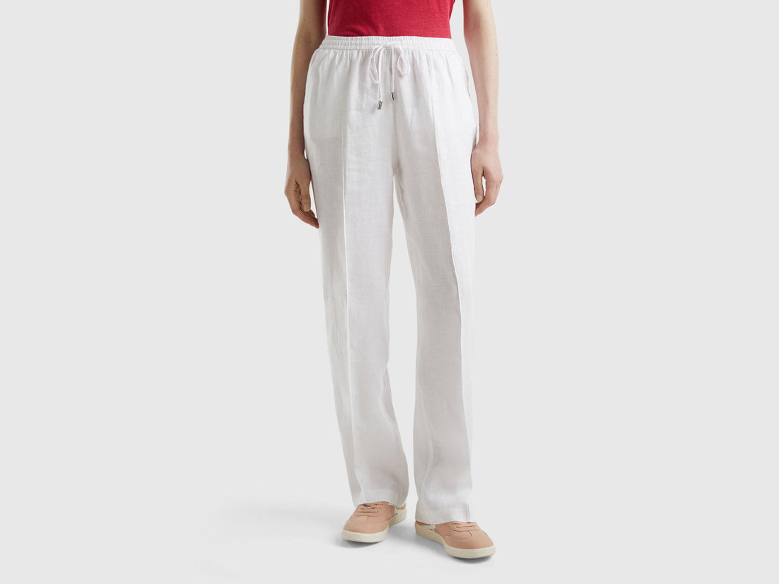 Trousers In Pure Linen With Elastic_4AGHDF03C_101_01