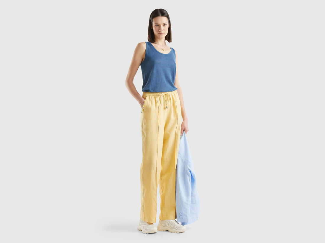Trousers In Pure Linen With Elastic_4Aghdf03C_3Z6_03
