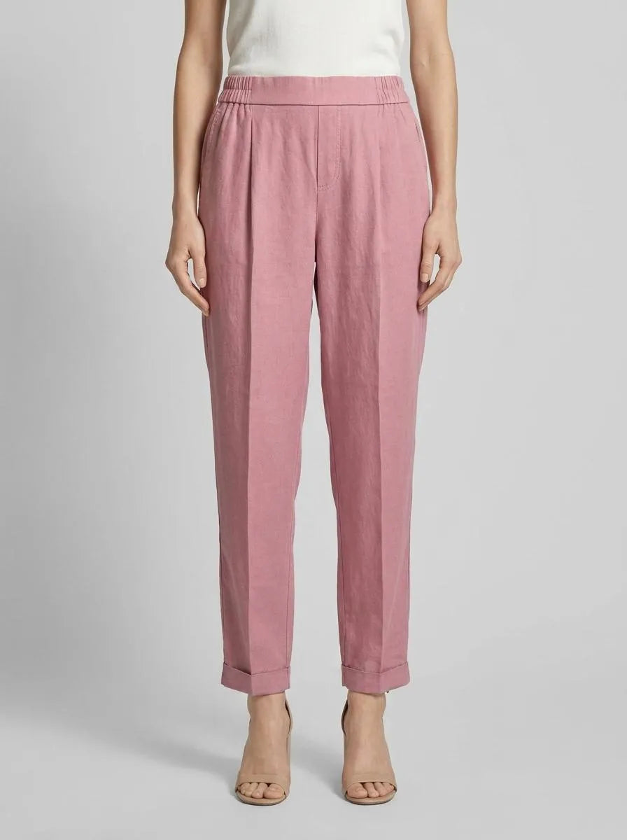 Benetton Pink Women 100% Linen Cigarette Trousers SKU: 4AGHDF079_0K3 Image 00