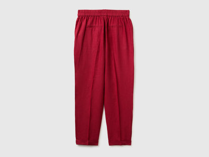 Benetton Strawberry Women 100% Linen Cigarette Trousers SKU: 4AGHDF079_2G1 Image 02